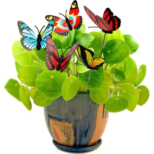 Outdoor Decor Garden Supplies Colorful Butterfly Stakes Butterfly Flower Pots Decoration With Pile 5 Pcs/Bunch