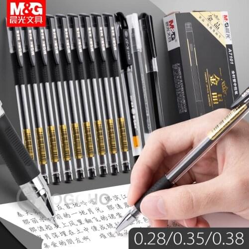 M&G 0.28mm/0.35mm/0.38mm Ultra Fine point Gel Pen Black Blue Red ink refill gel pen school office supplies stationery