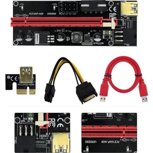 Ver009 Usb 3.0 Pci-e Riser Ver 009s Express 1x 4x 8x 16x Extender Pcie Riser Sata Card Adapter 15pin To 6 Pin Power Supply