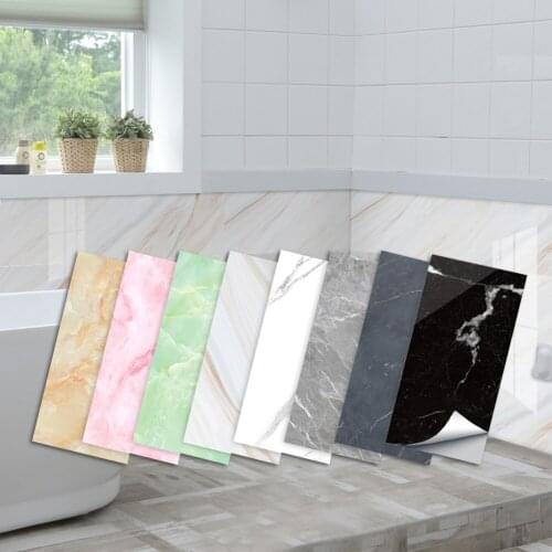 30x60cm Black White Marble Wallpaper Waterproof PVC Tile Sticker for Kitchen Backsplash Bathroom Floor Sticker