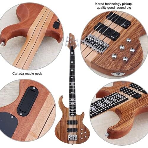 Zebrawood Top 5 String Electric Bass Guitar 43 Inch Active Bass Guitar Professional Neck Through Bass Guitar Natural Color