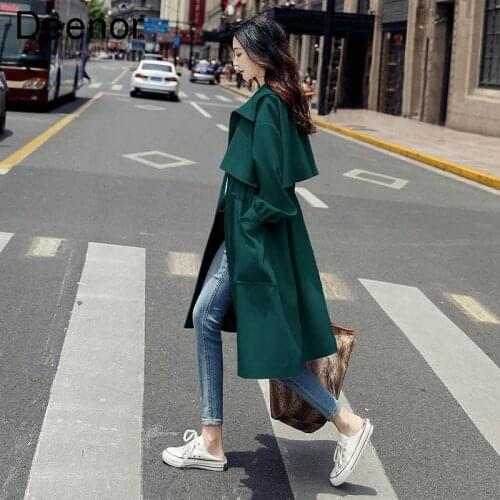 Deenor Women Autumn Medium Length Womens Windbreaker Slim Female Outwear Fashion Loose Casual Korean Style Chic Clothing