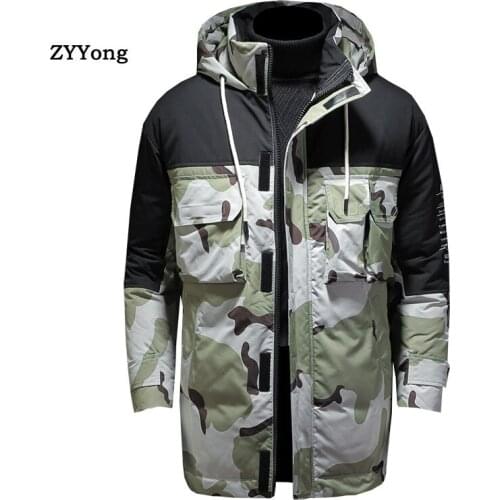 Winter Hooded Camouflage Parka Coat Men Down Jacket Clothing Padded Cotton Thicken Warm Casual Overcoat Clothes Outerwear