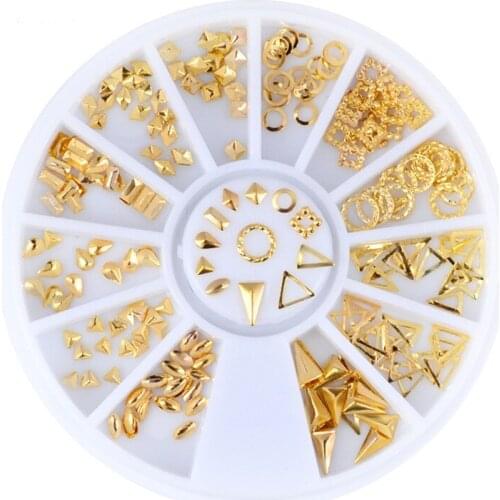 Gold Mix 3D DIY Jewelry Alloy Studs Design Metal Rivets Nail Art Decoration Tools