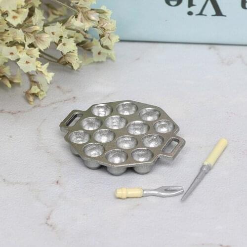 1 Set Mini 1:12 Dollhouse Japanese Octopus Grill Tray Mold Pan Doll House Pretent Play Kitchen Accessories Toy