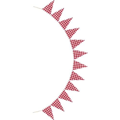 1pc 280x170cm Triangle Bunting Banner Plaid Decorative Pennant Burgee Flag Party Supplies (Red White)