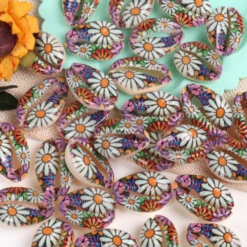 10 Pcs Natural Purple Daisy Beach Shell Beads For Jewelry Making 10-20mm Oval Shape Beads Diy Charm Necklace Bracelet Accessory