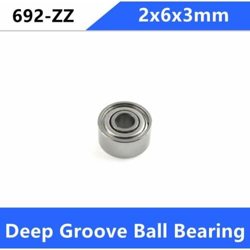 100pcs/lot 692ZZ 692 ZZ Z 2*6*3mm miniature deep groove ball bearing 692-2Z 2x6x3 mm