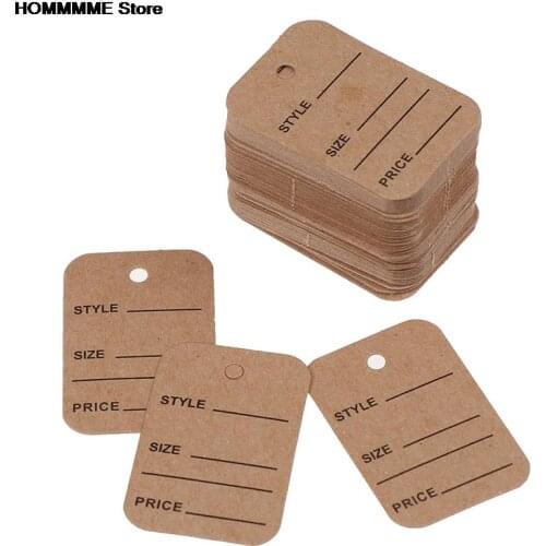 100pcs Kraft Paper Tags Paper Tag Head Label Festival Note DIY Blank Price Hang Tag Birthday Wedding Party Paper Cards Gift Tag