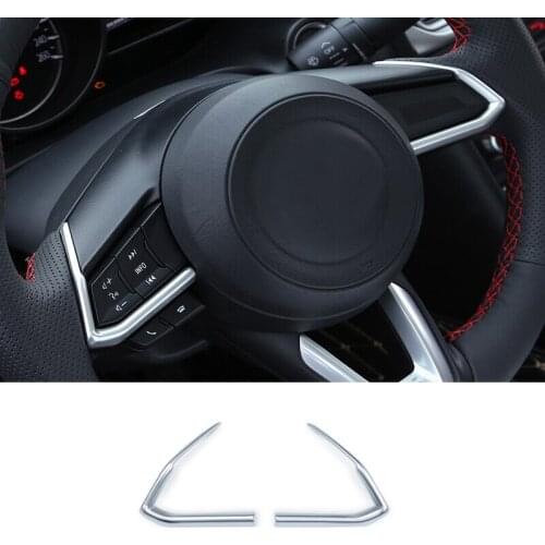 2017 2018 For Mazda CX-3 CX3 Car ABS Matte Detector Stick Steering Wheel Interior Kit Trim Lamp Frame Accessories Stickers 2pcs