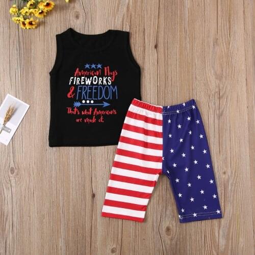 4th of July baby clothes fashion newborn boys cotton vest+pant 2 pcs set toddler kids ribbed outfits baby clothes girl