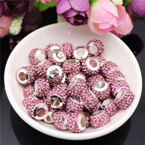 50Pcs/Lot New Hot Slae Wholesale Rhinestone Color Murano Spacer Glass Beads Fit Pandora Bracelet DIY Beads For Jewelry Making