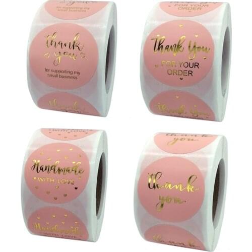 500Pcs 3.8cm Round Labels Kraft Paper Thank You Sticker Dragees Candy Flower Garland Gift Box Cupcake Packaging Wedding Stickers