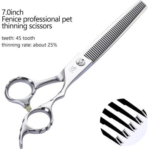 Fenice 7 inch Professional Pet Scissors Thinning Shears Dog Cat Grooming Scissors Hair Cutting Tesoura Thinning Rate 25