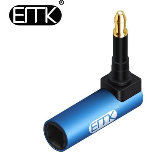 EMK Toslink to Mini Toslink Adapter M/F 3.5 mm 90 Degree Right Angle SPDIF Optical Audio Cable Connectors for Macbook, TV Box