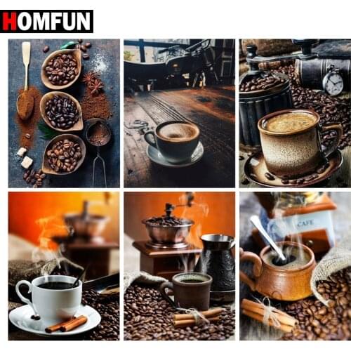 HOMFUN Full diamond Painting "Coffee landscape" Resin Drill Embroidery 5D Diy Diamond Painting Handmade Cross Stitch gift