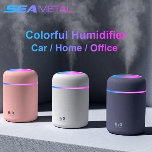 Car Air Humidifier with Colorful Ambient Light 300mL Auto Oil Aromatherapy Diffuser Creative Air Humidifier for Car/Home/Office