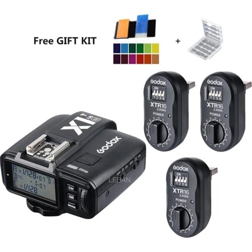 Free Shipping Godox 3x XTR-16 Wireless 2.4G Power Control Flash Receivers + X1T-N TTL Wireless Transmitter for Nikon AD180 AD360