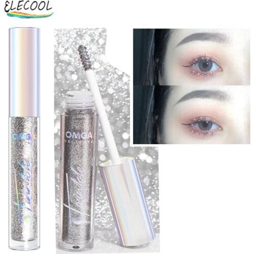 ELECOOL Sparkling Diamond Shiny Charm Mascara Curling Eyelash Cosmetics Quick-drying Film Broken Glitter Mascara Lasting Makeup