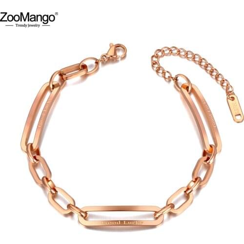 ZooMango 316L Rose Gold Stainless Steel Bohemia Beach Chain & Link Bracelets For Women Trendy Good Lucky Charm Bracelet ZB20127
