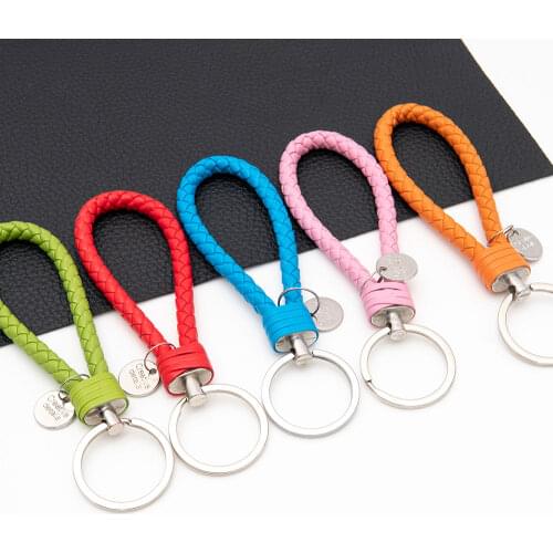 1pc PU leather braided rope keychain bag pendant diy jewelry accessories keychain car men and women keychain hang stamped type