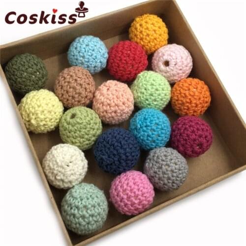 Crochet Beads 36 pcs, 18 mm (0.71 inch), Wooden Round Beads, Rainbow, Multicolor, Bead Mix, Handmade Craft Supplies, Beech Wood