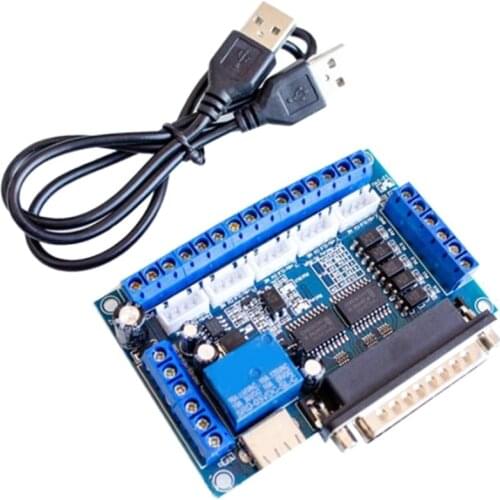 CNC 5-Axis Stepper Motor Driver Interface Board with USB Cable Optocoupler Isolation for MACH3 Engraving Machine