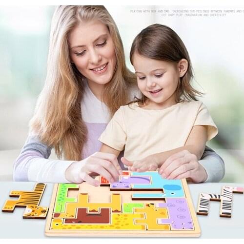 Color 3D Cartoon Animal Car Wood Puzzle Children Intelligence Development Baby Early Learning Educational Toys