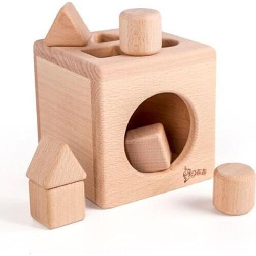 Wooden Geometry Shape Block Matching Box Learning Educational Toys for Children Montessori Materials Funny Bricks Kids Toy