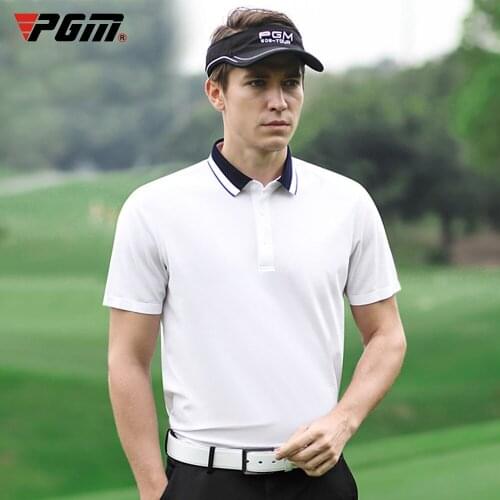2020 PGM New golf clothing summer mens short-sleeved t-shirt golf leisure cotton Breathable Quick Dry solid color Golf Shirts
