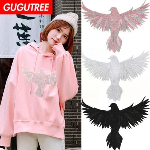 GUGUTREE embroidery big eagle patches bird patches badges applique patches for clothing YYX-19121014