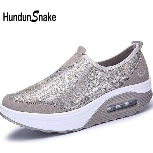 Hundunsnake Platform Women Running Shoes Air Cushion Womens Sports Shoes Grey Sport Shoes For Women Sneakers For Women Gym T266