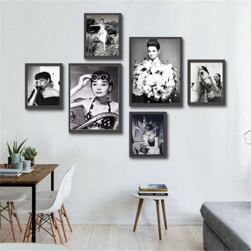 Audrey Hepburn Retro Canvas Art Print Painting Nordic Poster Wall Pictures for Room Wall Decor Canvas Fabric No Frame