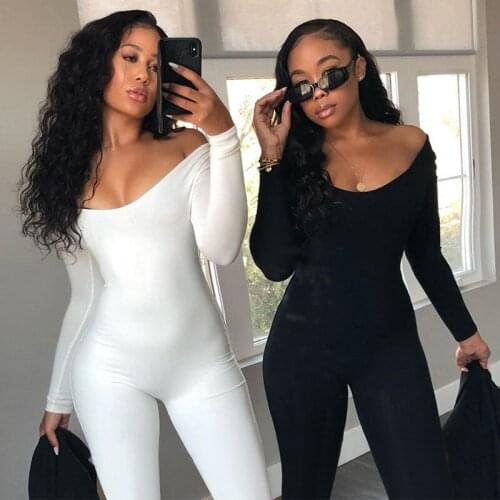 Imcute Womens Jumpsuit Slim Long Sleeve One-piece Bottoms Fall Autumn O-neck Bodycon Rompers Solid Color Clubwear Jumpsuits