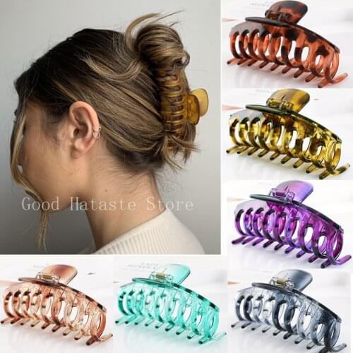Korean Solid Claw Clip Large Barrette Crab Hair Claws Bath Clip Ponytail Clip for Women Girls Hair Accessories Headwear Gift