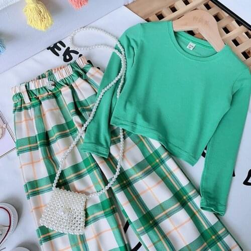 Summer Girls Clothes Sets Spring Fashion Korean Kid Suit Children Clothes Sets T-shirt+Wide Leg Pants 2Pcs Outfit Girl Tracksuit
