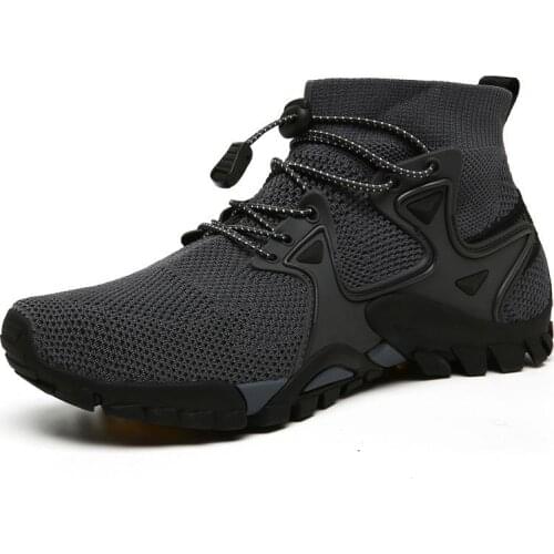 Large Size Summer Non-slip Sports Sock Boot Men High Top Sneakers Women Running Shoes Man Sport Shoes Male Gray Knit GMB-1460