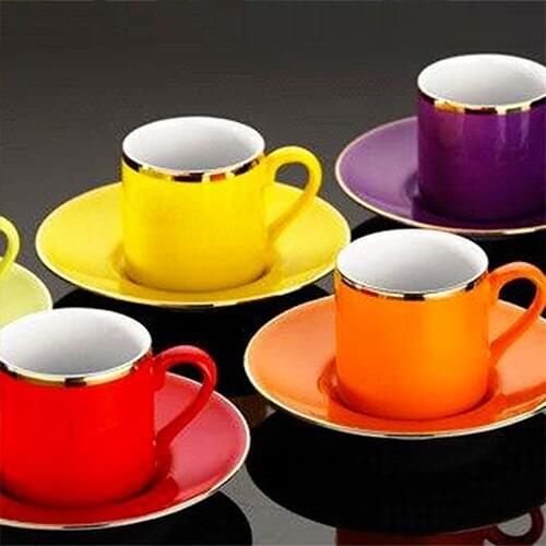 Kutahya has Porcelain Dream Color Coffee Cup Set Coffee Set 6 piece decor guest set platinum print 1st class quality english art tea