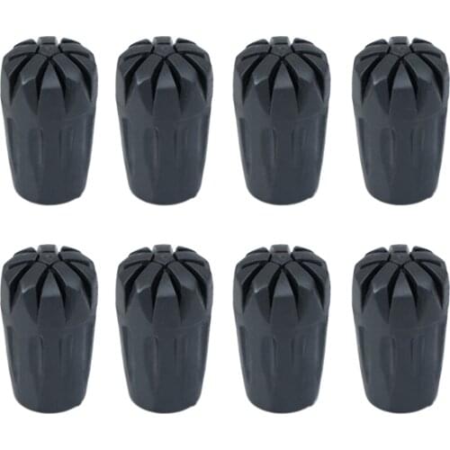 8 Pack Rubber Trekking Hiking Stick Tips Pole Cap Cover Accessaries Black