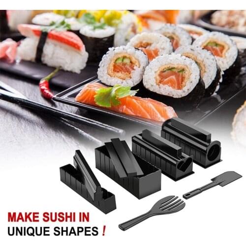 NHBR 10 Pcs/Set DIY Sushi Making Kit Roll Sushi Maker Rice Roll Mold Kitchen Sushi Tools Japanese Sushi Cooking Tools