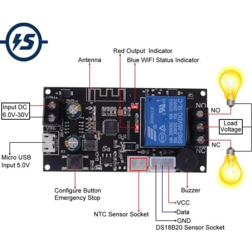 Temperature Remote Controller Module NTC Sensor Real-time Monitor Wireless WIFI Control Switch