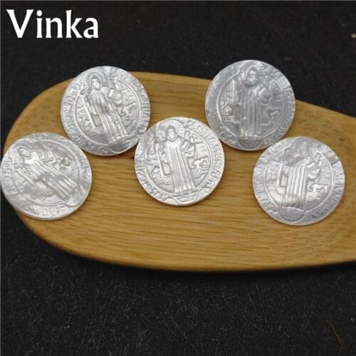 10pcs Size 20mm Natural Round San Benito Mother Pearl Shell Round Jesus Mother of Pearl Shell MOP for DIY Jewelry