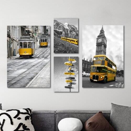 Nordic Modern Yellow Balloons Black White Landscape Painting Canvas Home Decor Room Wall Art Decoration Painting by Numbers