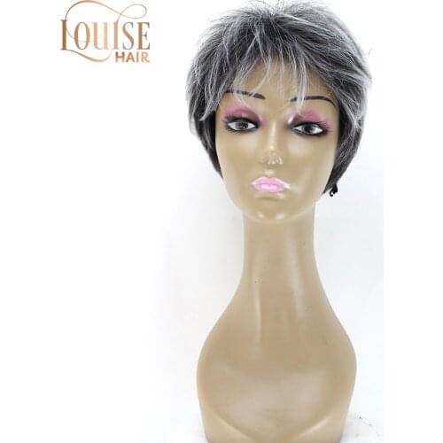 Louise Hair Salted Dark Brown base warm grey highlights throughout and darker roots Ombre Black Grey Natural Straight Wigs For