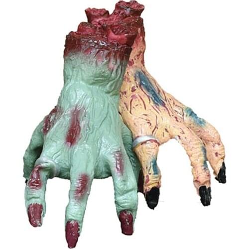 2 Pcs Halloween Decorations Crawling Monster Hand Walking Fake Hand Bloody Hand Haunted House Bar Horror Props Party Supplies