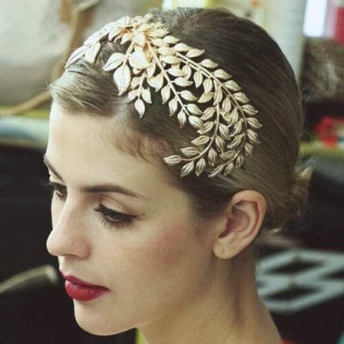 Vintage Bridal Hair Accessories Wedding Gold Leaf Crown Alloy Hair Combs Tiara For Bride Hair Jewelry Head piece