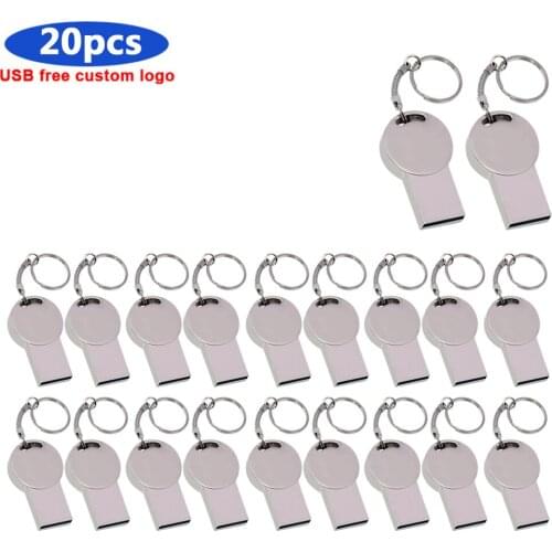 Waterproof Super 20pcs free logo USB Flash Drive 8GB 16gb 32gb 64gb 128gb Pen Drive Flash mini metal Storage Flash Drive cel usb
