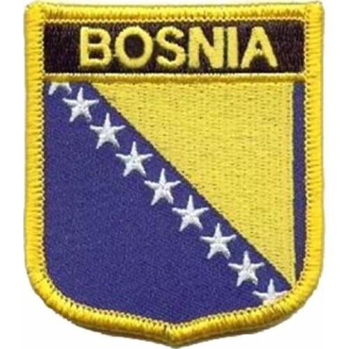 Embroidery Bosnia Flag Patches/Cloth Patch Made by Twill with Merrow Border and PVC Backing Custom and MOQ50pcs Free Shipping