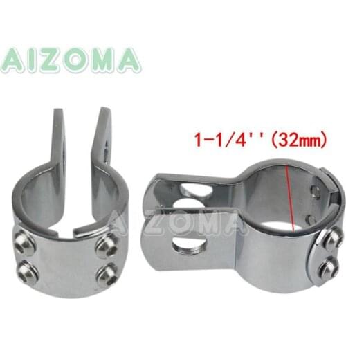 1-1/4'' Motorcycle Heavy Duty Non Slip Chrome Footrest Footpeg Mount Clamps 32mm Crash Engine Bar Clamp for Harley Bobber