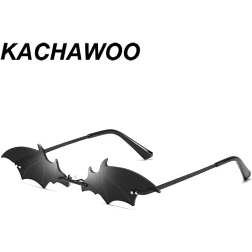 Kachawoo vintage sunglasses women no frame unisex metal cat eye sun glasses bat party gifts item decoration men best selling